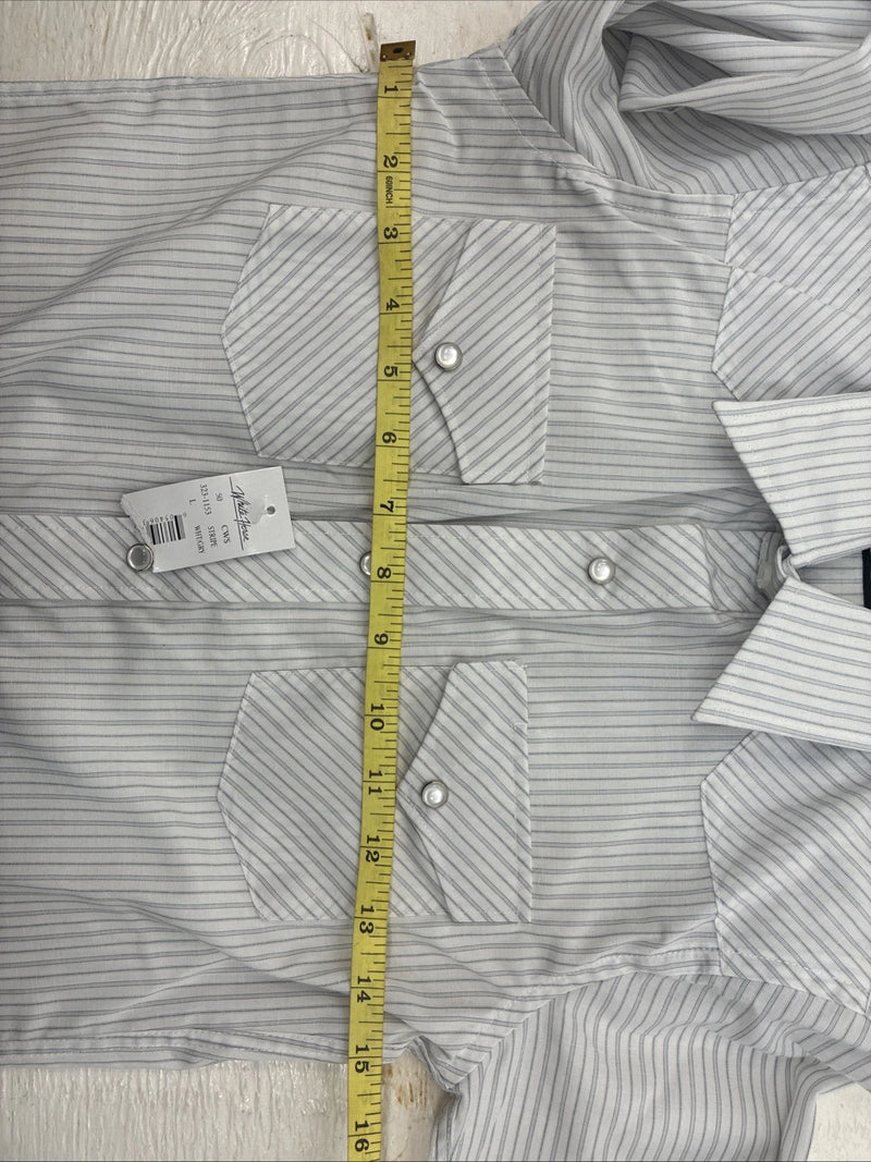 New Kids White Horse Gray Stripe Long Sleeve Pearl Snap Large DD-56