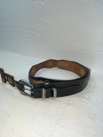 New Black Genuine Leather Chambers Weave And Silver Pendent 32” Belt Z-111