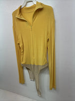 New Dressed To Win Yellow Half Zip Long Sleeve Showing Bodysuit Medium TT-43