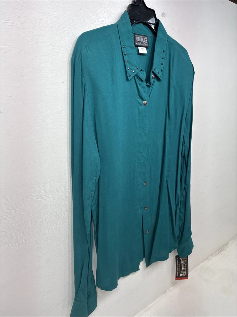 New Women’s Roughrider Blue Long Sleeve Button Up Size Large TT-133