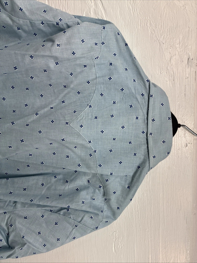 New Men’s Dickson Jenkins Blue Floral Long Sleeve Pearl Snap 17.5 XL AA-6