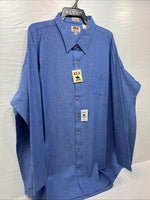 New Men’s ELY Cattleman Blue Long Sleeve Button Up 20.5 X 36 4XL E-66