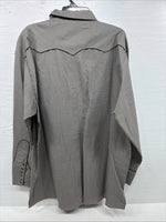 New Men’s White Horse Brown White Checkered Long Sleeve Pearl Snap 2XL H-50