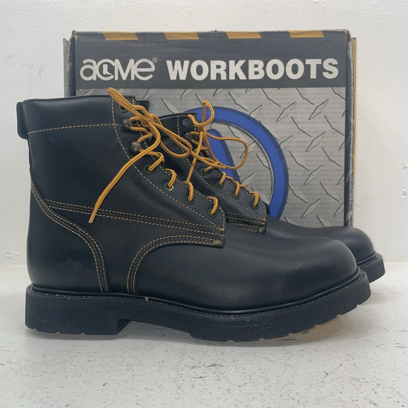 New Men’s Black Lace Up Acme Cowboy Boots. 9083 12 E W. 10-13