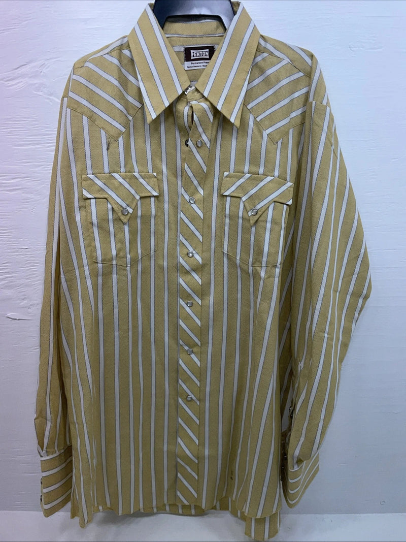 New Men’s Fenton Yellow Long Sleeve Pearl Snap Medium B-96