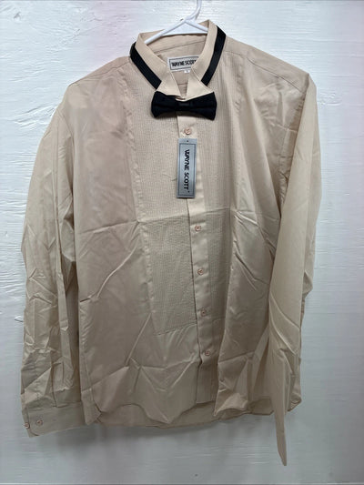 New Wayne Scott Tan Long Sleeve Button Up English Shirt Large X-77
