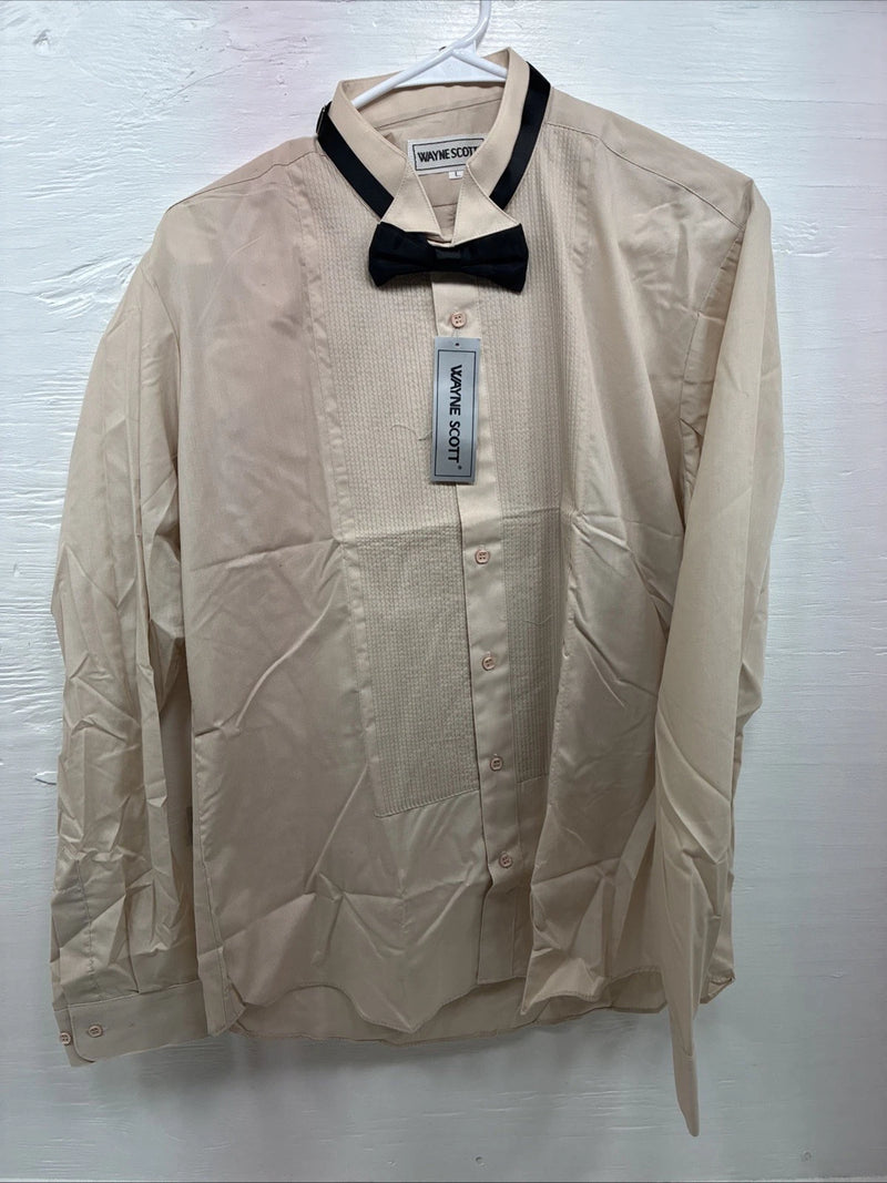 New Wayne Scott Tan Long Sleeve Button Up English Shirt Large X-77