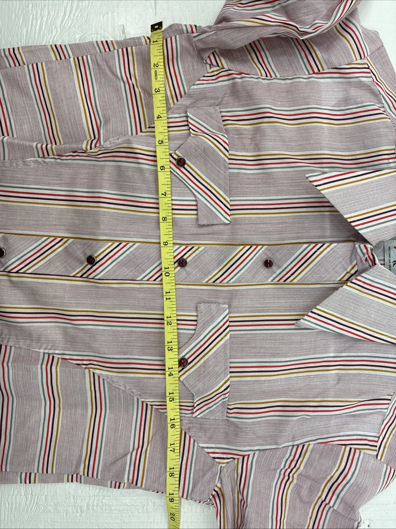 New Men’s Tem Tex Pink Stripe Long Sleeve Pearl Snap 15 Medium X-44