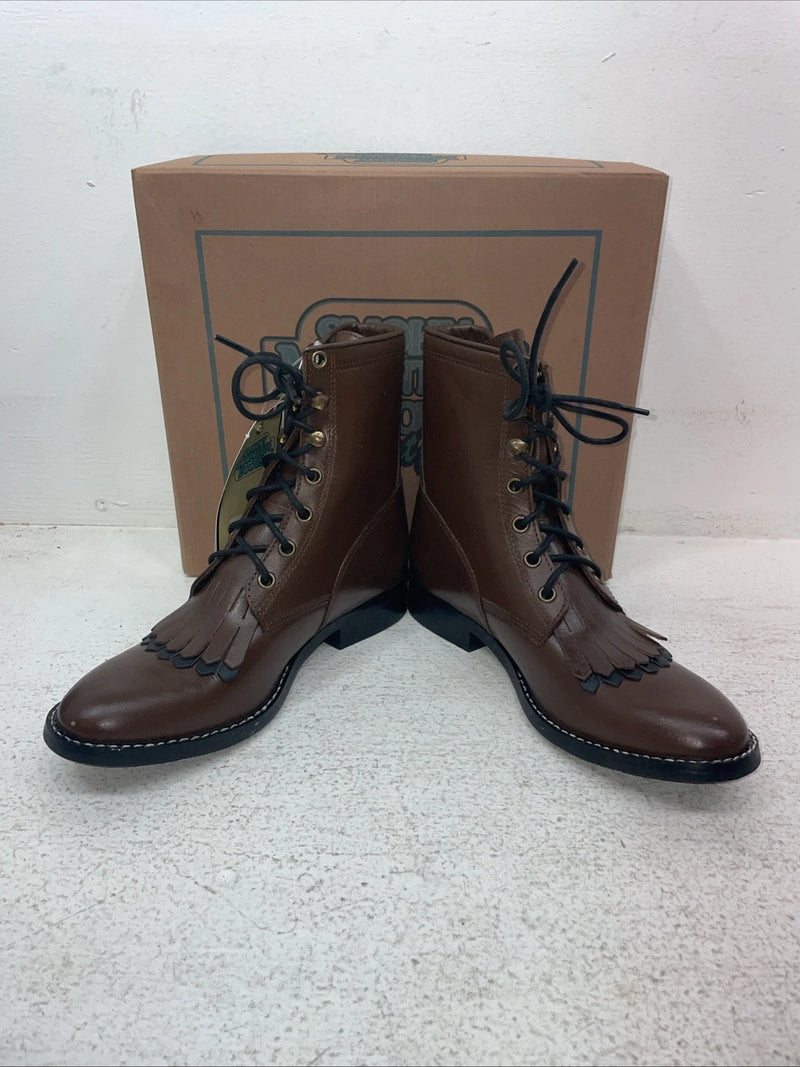 New Youth Brown Lace Up Smoky Mountain Cowboy Boots. 3040 Y 4.5 4 1/2. 22-111