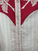 New Women’s Deborah Haman Pink Design Long Sleeve Pearl Snap Medium LL-44