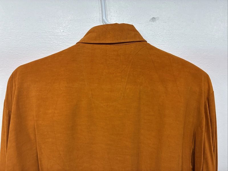 New Women’s Longhorn Orange Long Sleeve Button Up Size Small YY-49