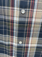New Men’s ELY Cattleman Brown Blue Plaid Long Sleeve Pearl Snap XLT R-44