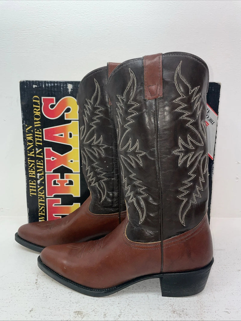 New Men’s Brown Texas Brand Cowboy Boots. 1201 10 D. 7-57