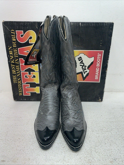 New Men’s Gray Texas Brand Cowboy Boots. 1082 7.5 7 1/2 D. 1-77