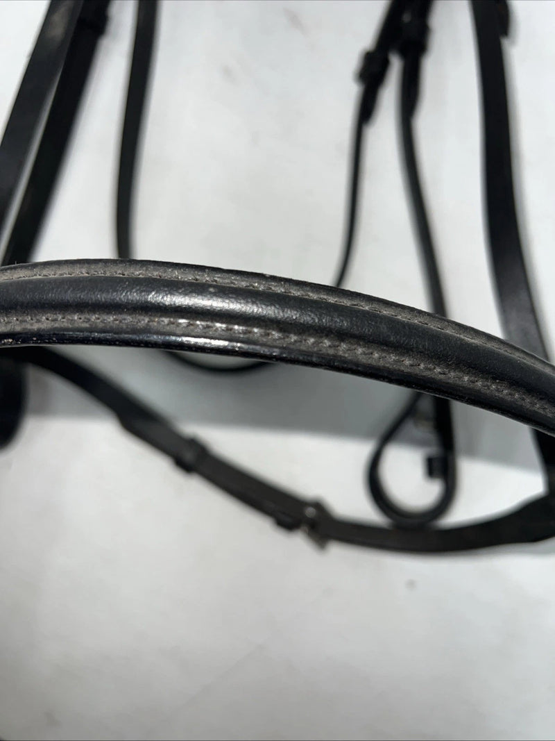 New Silver Fox Black English Snaffle Bridle BB-18 