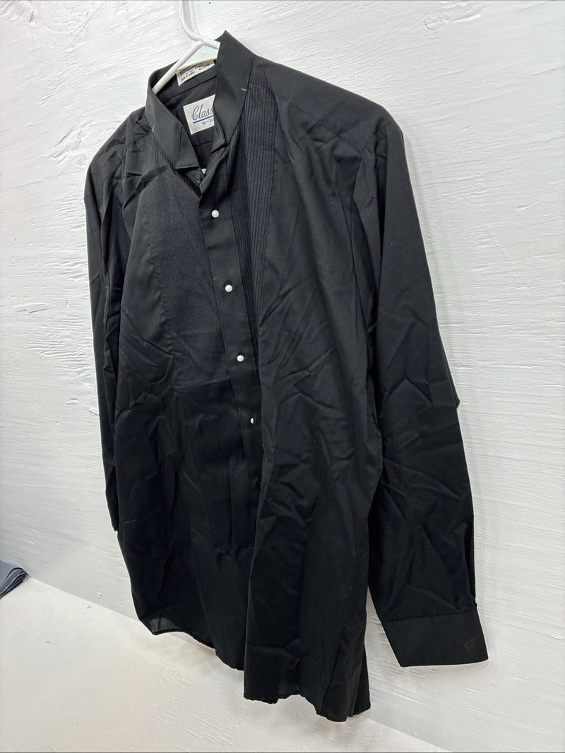 New Men’s Classix Black Long Sleeve Button Up Medium 32/33 E-79