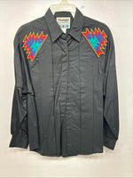 New Women’s Wrangler Black Designed Long Sleeve Button Up Large LL-42