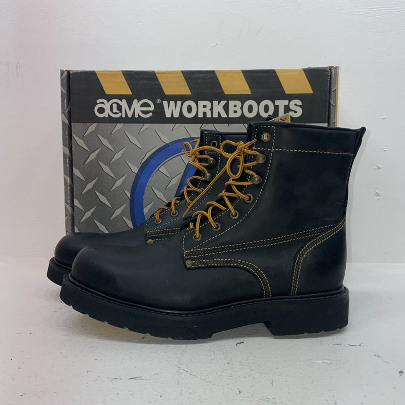 New Women’s Black Lace up Steel Toe Acme Cowboy Boots. 8075 10 M. 15-125