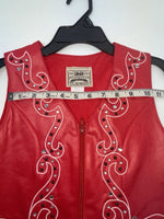 New Women’s Red 1849 Authentic Ranchwear Cut Off Zip Up Vest XS #77872 3B-69