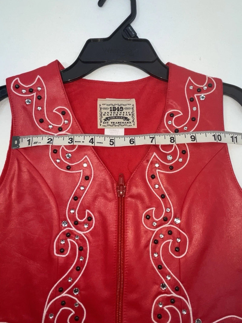 New Women’s Red 1849 Authentic Ranchwear Cut Off Zip Up Vest XS #77872 3B-69