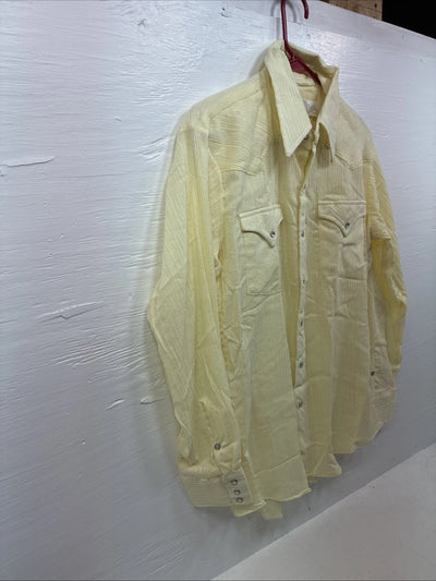 New Men’s Stockman Yellow Long Sleeve Pearl Snap 16 X 34 Large CC-18