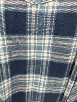 New Men’s White Horse Blue Plaid Long Sleeve Pearl Snap Large V-51