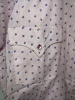 New Men’s Pink Permanent Press Short Sleeve Pearl Snap Shirt Medium P-24