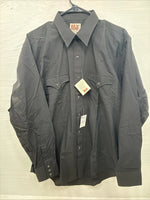 New Men’s ELY Cattleman Simple Black Long Sleeve Pearl Snap 16.5 Large M-54