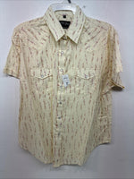 New Women’s White Horse Yellow Floral Short Sleeve Pearl Snap XL II-94
