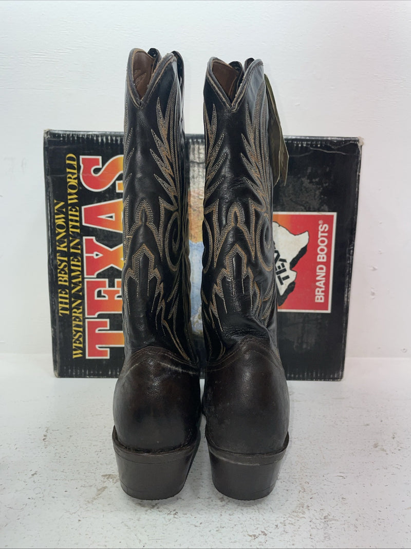 New Men’s Brown Texas Brand Cowboy Boots. 7901 10.5 10 1/2 D. 7-110