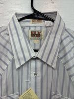 New Men’s ELY Cattleman White Stripe Short Sleeve Pearl Snap XL J-35
