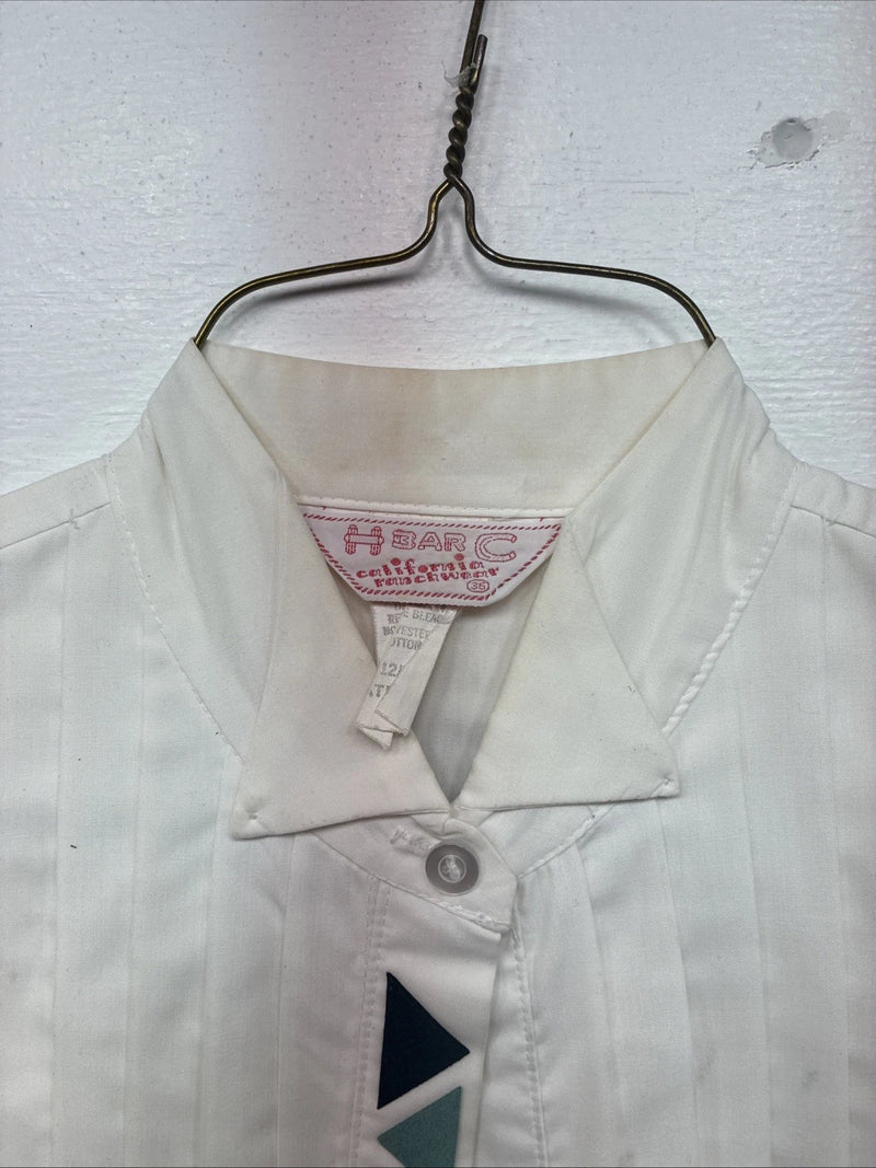 New Women’s H Bar C White Designed Long Sleeve Button Up Size 36 KK-35