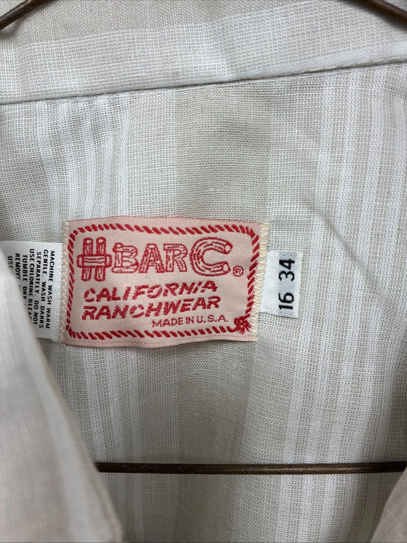 New Men’s H Bar C Tan White Stripe Long Sleeve Pearl Snap 16 X 34 Large Q-87