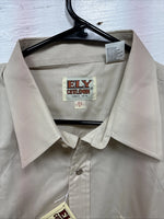 New Men’s ELY Cattleman Tan Short Sleeve Pearl Snap 16.5 Large CC-7