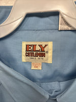 New Men’s ELY Cattleman Blue Short Sleeve Pearl Snap 18.5 X 35 2XL CC-12