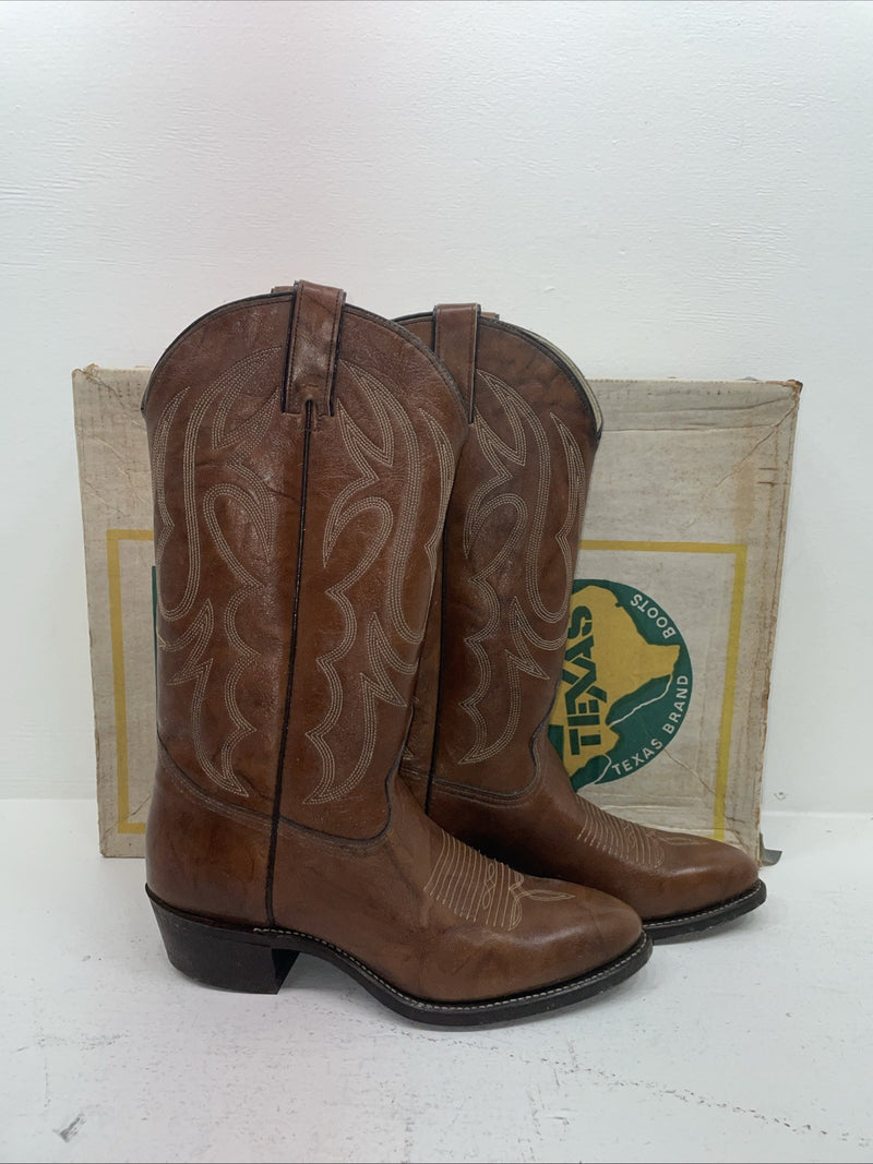 New Men’s Brown Texas Brand Cowboy Boots. 7311 10 D. 6-42