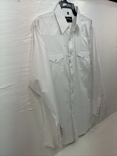 New Men’s White Horse White Long Sleeve Pearl Snap Large Tall AA-44