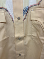 New Women’s Champion Western Yellow Long Sleeve Pearl Snap 15.5 Large KK-18