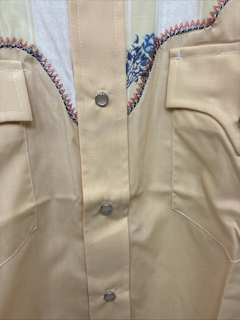 New Women’s Champion Western Yellow Long Sleeve Pearl Snap 15.5 Large KK-18