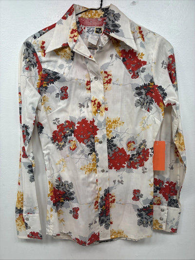 New Women’s Dickson Jenkins Floral Long Sleeve Pearl Snap Size 30 KK-3
