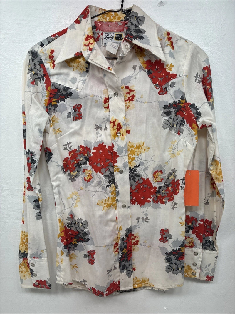 New Women’s Dickson Jenkins Floral Long Sleeve Pearl Snap Size 30 KK-3