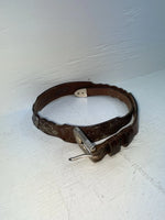 New Brown Genuine Leather Tooled And Silver Pendent 28” Belt #5721 JJ-151