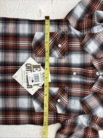 New Kids ELY Cattleman Orange Plaid Long Sleev Pearl Snap JUV-3 DD-18