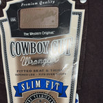 New Men’s Brown Cowboy Cut Wrangler Slim Fit Denim Jeans. 15x34 F-33