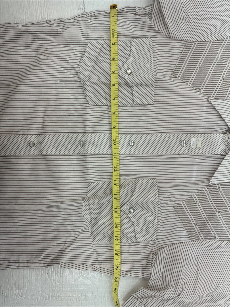 New Men’s Dickson Jenkins Brown stripe Short Sleeve Pearl Snap 14.5 Small AA-97