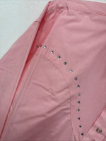 New Women’s White Horse Pink Gem Long Sleeve Pearl Snap XL GG-70