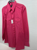 New Men’s White Horse Pink Simple Long Sleeve Pearl Snap Large Q-18