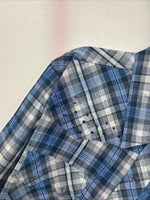 New Women Cumberland Blue Plaid Long Sleeve Pearl Snap 2XL GG-18