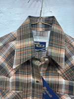 New Men’s Panhandle Slim Orange Plaid Long Sleeve Pearl Snap XS J-63