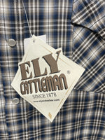 New Men’s ELY cattleman Blue Short Sleeve Pearl Snap 3XL E-27